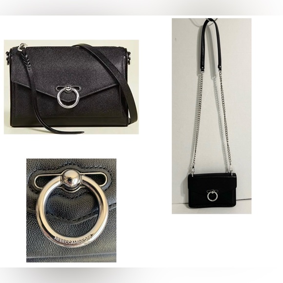 Rebecca Minkoff Black Pebbled Cowhide Crossbody Bag Fashionable Classic Travel - Picture 1 of 11